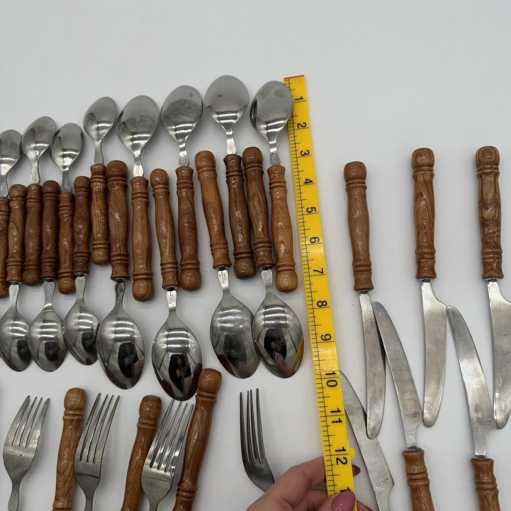 VTG Lifetime Cutlery Old Homestead Stainless Wood Handle Flatware Set 43‎ Pcs
